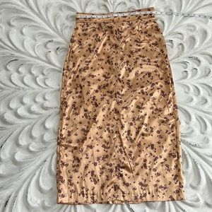 Zara long floral skirt satin like material.